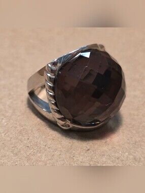 Statement Faceted Smoky Quartz Ring Size 7